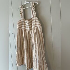 Draper James Dress Medium Cabana Maddie Babydoll Ruffle Smocked Beach Linen